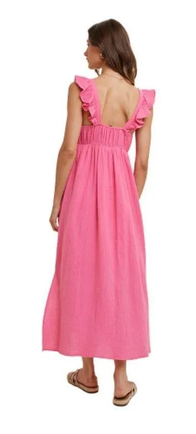 Boutique Pink Gauze Maxi Dress - Image 3