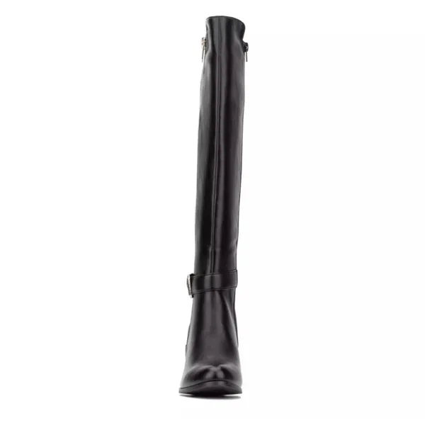 New York & Company Black Over-the-Knee Block Heel Boots with Dual Zippers Size 8 - Image 3