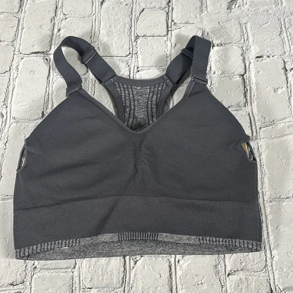 BCG Women’s Low Support Molded Cup Sports Bra size Small Grey Gray Removable Pad - Image 2