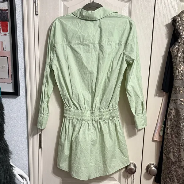 SUNDAYS by wearesundays Mint Green Lottie Button Front Long‎ Sleeve Romper - Image 3