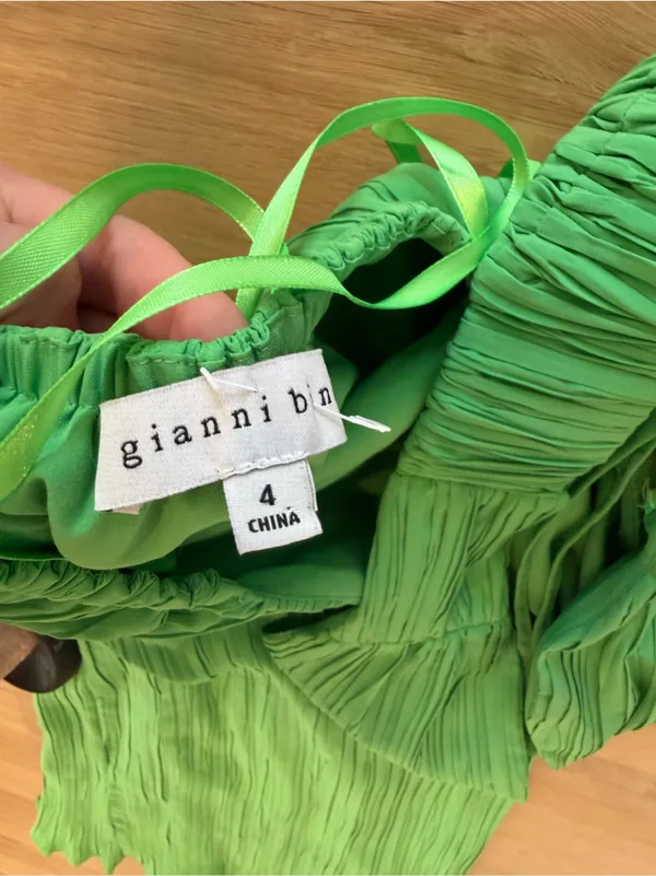 Gianni Bini Sophie Plisse Halter Midi Dress in Green - Image 3