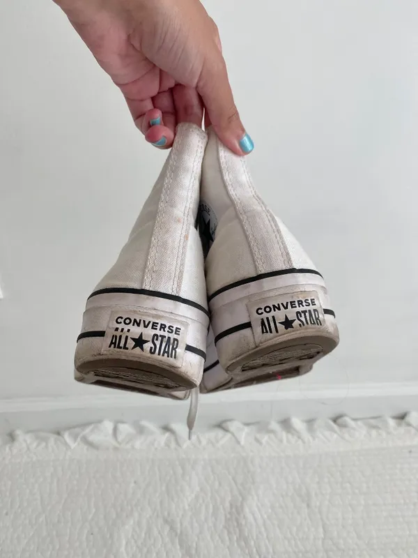 Women’s white converse platform high tops - Image 7