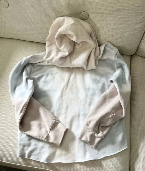 Abercrombie & Fitch Light Blue and Cream Tie-Dye Hoodie - Image 6