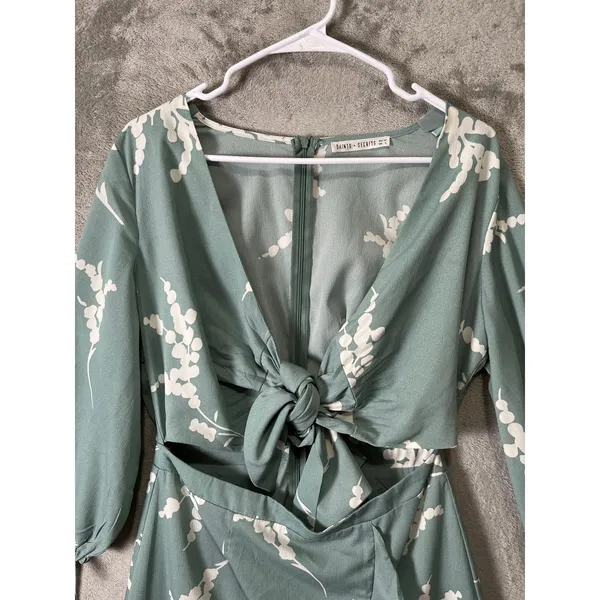 Saints +‎ Secrets Sage Green Floral Cutout Mini Dress Romantic Feminine Large - Image 2