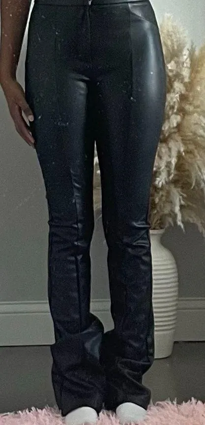 Leather ZARA Faux Pants Black High-Rise - Image 4