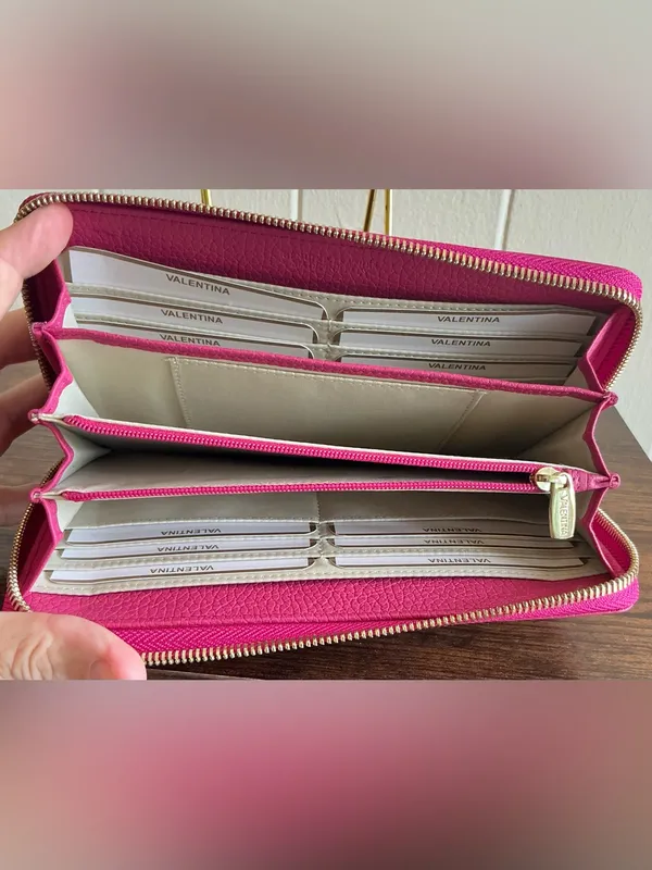 A Very Rare Pebbled Leather NWOT Vintage Zip Around Valentina Wallet - Image 4