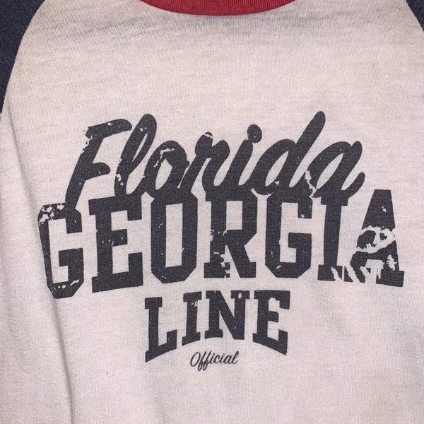 Florida Georgia Line Graphic Raglan Tee Star Sleeve Small‎ - Image 3