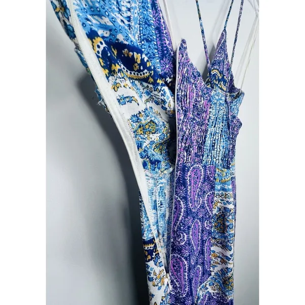 ZARA WOMAN PATCHWORK PRINT LINEN MAXI DRESS Twist Cross-BACK Size S High Slit - Image 9