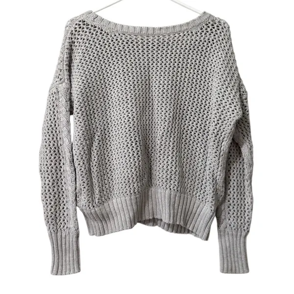 American Eagle Women Size Large Chunky Knit Sweater Preppy Ribbed Wool‎ Blend - Image 2