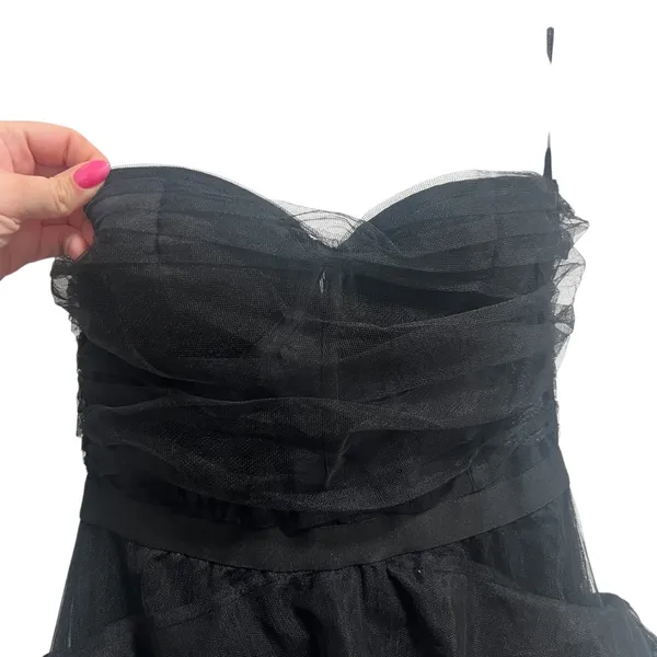 NEW NWT Michael Costello X Revolve Alai Strapless Tulle Maxi Gown In Black - Image 5