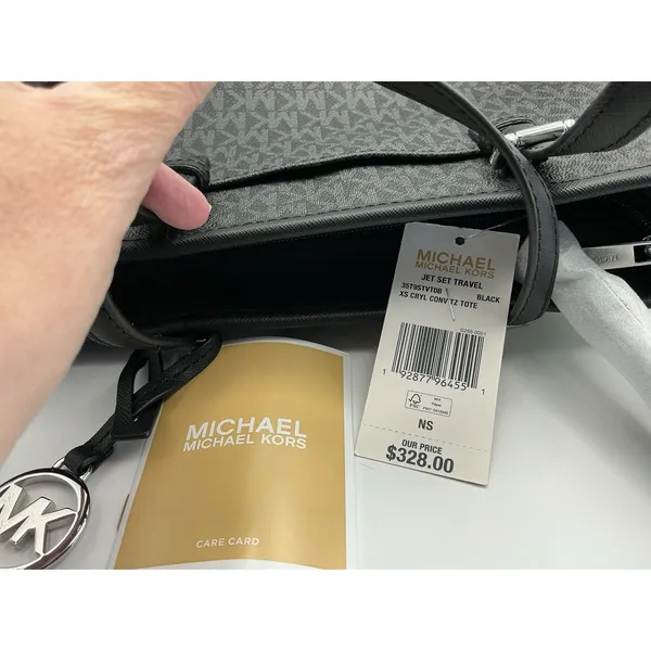 Michael Kors Jet Set Travel XS Tote Black MK Signature Coated Canvas NWT $328 - Image 7