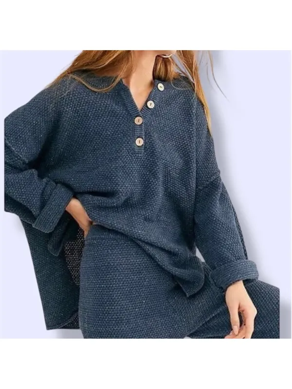 Free People Beach Hailee Sweater Set Size L Navy Blue - Image 2