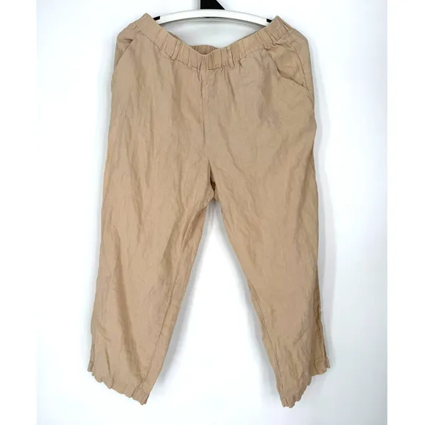 Quince M Women's 100% European Linen Tapered Ankle Pants Flax 24" inseam - Image 2