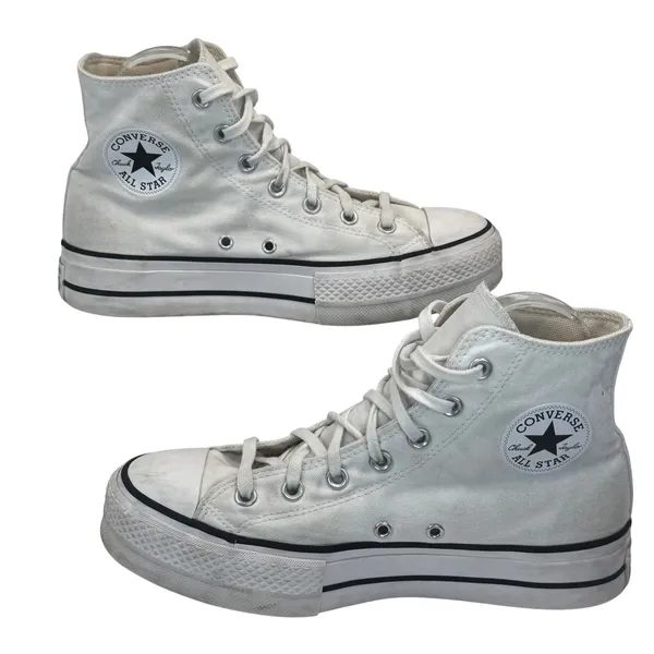 Converse Chuck Taylor All Star Lift Platform Canvas‎ White High Top Sneakers 9W - Image 8