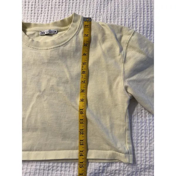 Zara Crop Top Lime Green Women's Small Crew Neck Short Sleeve Sporty - Image 4