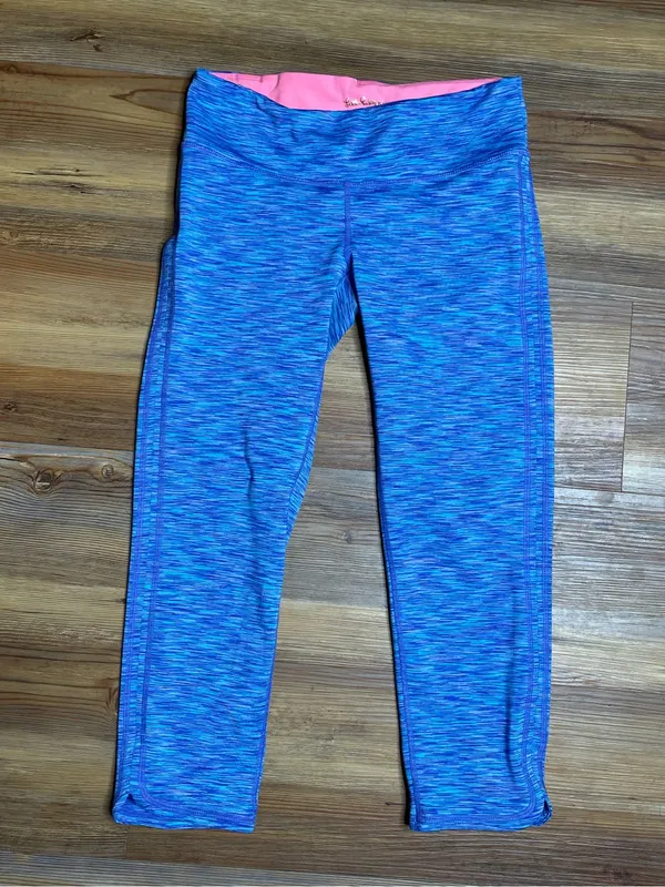 Lilly Pulitzer Luxletic Weekender UPF Crop Leggings Blue Space Dye Athletic S - Image 2