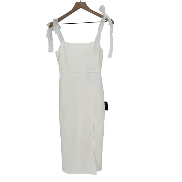 Lulus‎ Romantic Celebration White Tie-Strap Bodycon Midi Dress Size S - Image 2