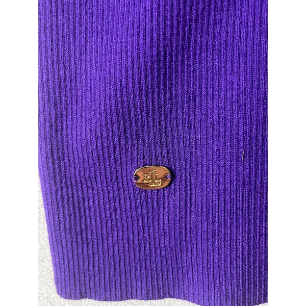 Lauren Ralph Lauren XL Purple Pleated Georgette Long Sleeve Blouse Classic New - Image 5