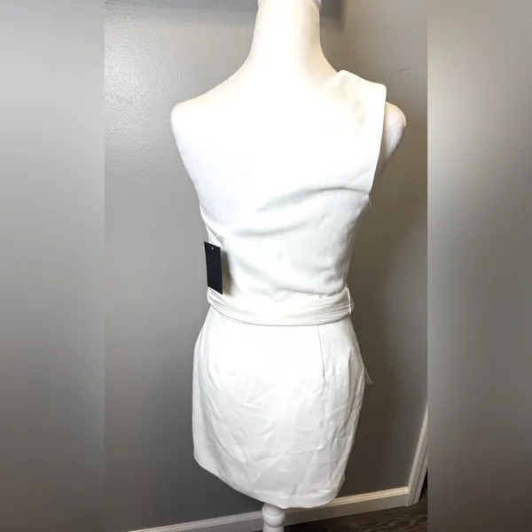 NBD Revolve NEW Jasper Mini Dress in Ivory‎ One Shoulder Size Small - Image 3