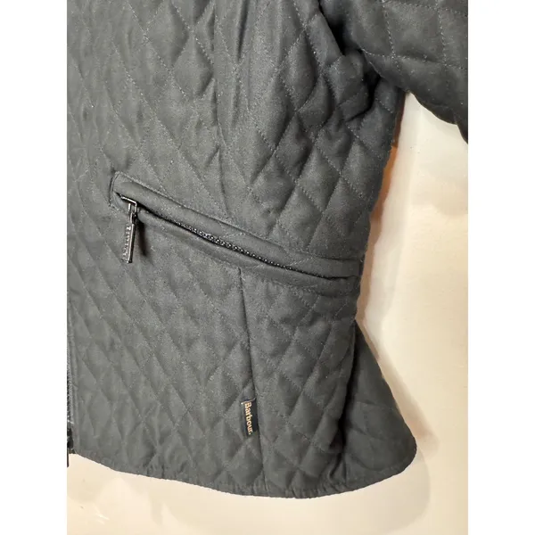 Barbour Jacket Quilted Microfiber Equestrian‎ Jacket Sz 6 Black - Image 5