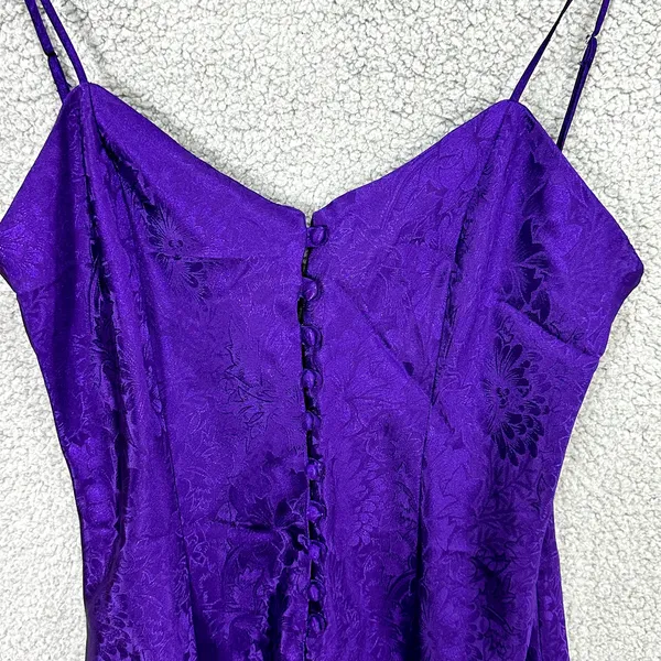 Adonna Slip Dress Women M Purple Jacquard Floral Mini Y2K Coquette Romantic‎ - Image 3
