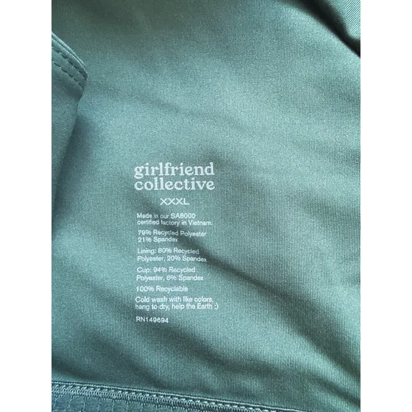 NWT Girlfriend Collective Lou Sports Bra XXXL Teal Green V-Back Gym Workout - Image 5