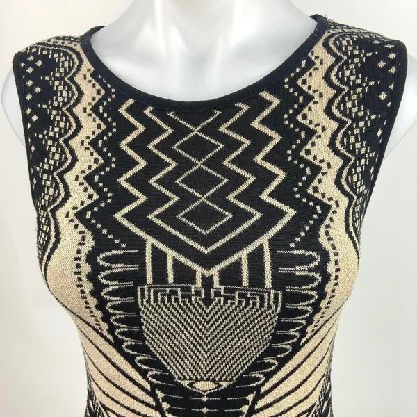 Windsor Multicolor Metallic Geometric Sleeveless Stretch Knit Bodycon Dress M - Image 3