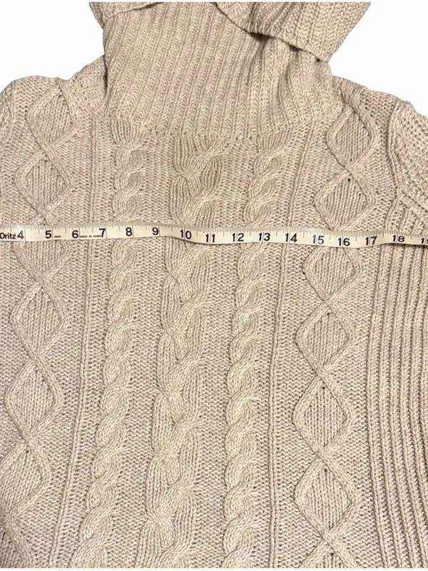 Abercrombie & Fitch Beige Cable Knit Turtleneck Sweater - Image 6