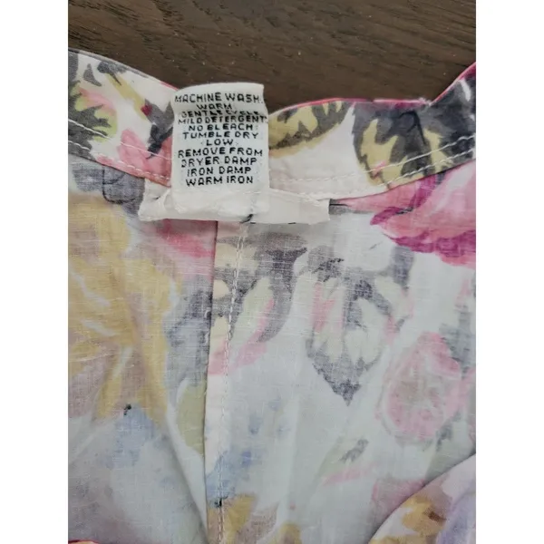 Vintage STARINA Floral Cottage Core Dress SZ M Pink Rose Button Front & Pockets - Image 11