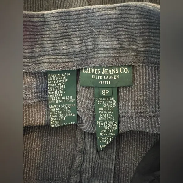 Womens Ralph Lauren Jeans Co Corduroy Pants Straight Leg Blue Gray Size 8 - Image 5