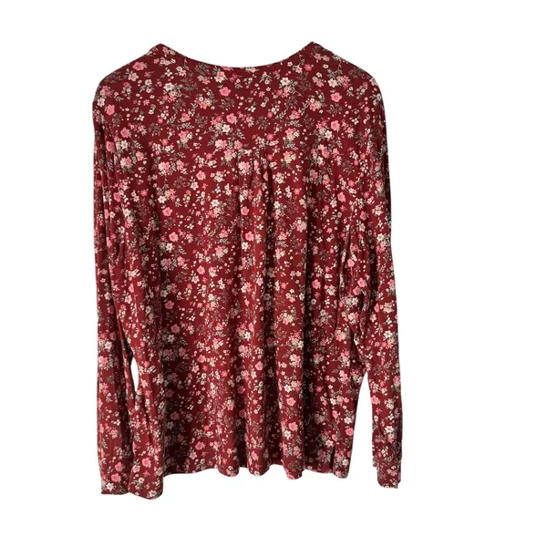 Style & Co. Women's 3X Floral Knit‎ Top Long Sleeve Scarlet Red Blouse - Image 7