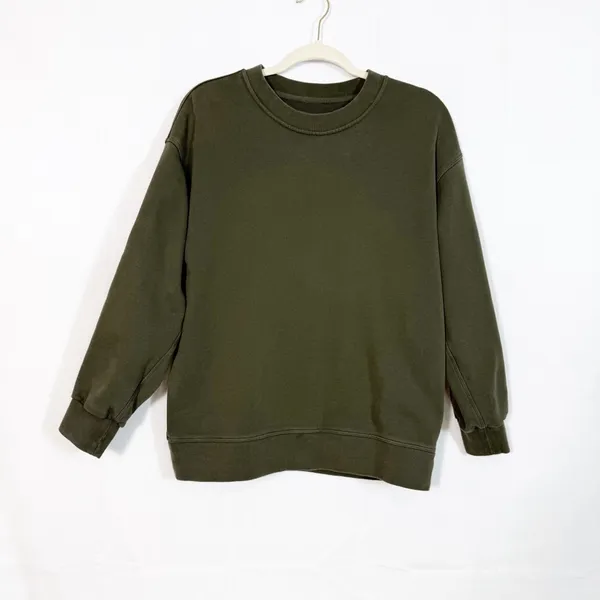 Lululemon Perfectly Oversized Crew Crewneck Sweatshirt Cotton Terry Army Green - Image 2
