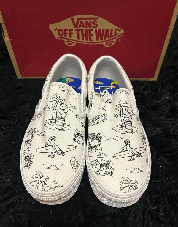 VANS white u-color u-paint slip on shoes sneakers women’s 7 new - Image 2