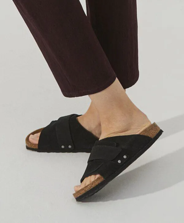 BIRKENSTOCK Kyoto black leather sandals slippers shoes women’s eur 39 new - Image 9