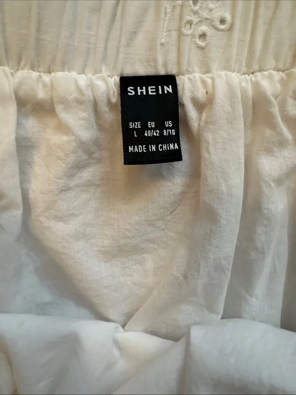 SHEIN White Eyelet Tiered Skirt with Scalloped Hem - Image 4