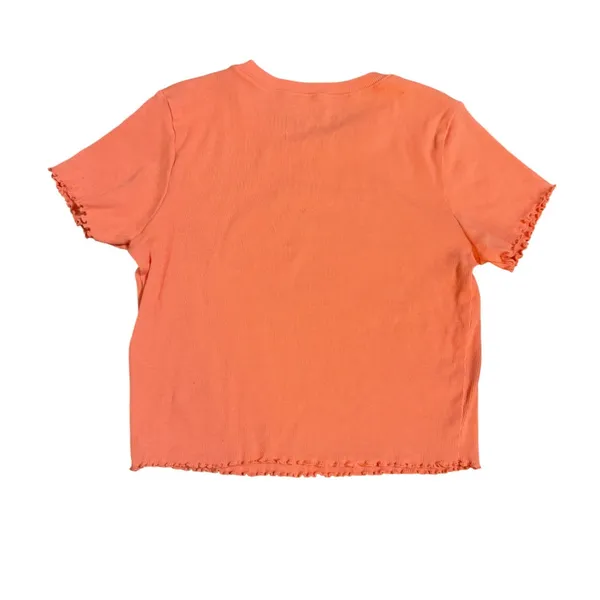OG Babe‎ Orange Ribbed Lettuce Hem Crop Top T Shirt Size L - Image 2