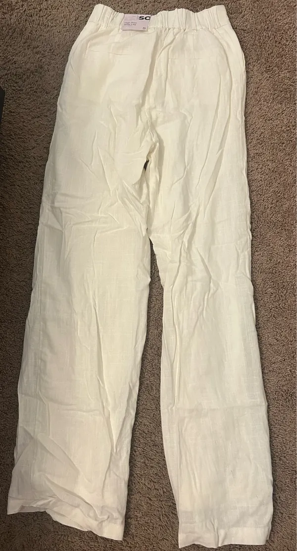SO Cream Wide Leg Linen Pants White - Image 2