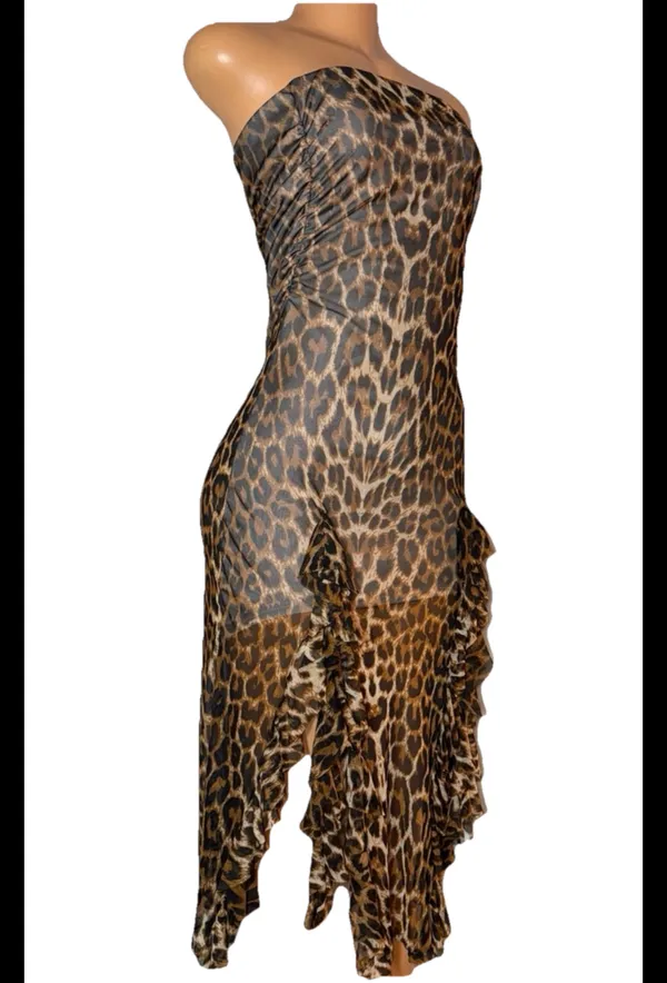 Y2K sleeveless cheetah print mesh maxi dress - Image 2
