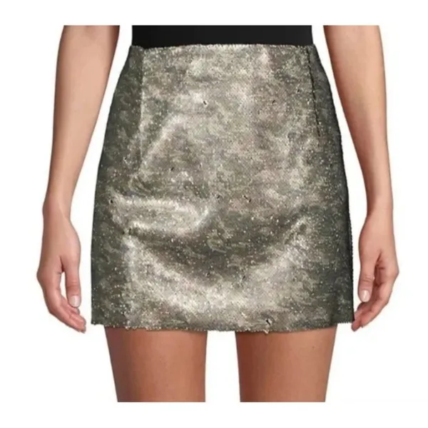 Free People FP One Sequin Mini Skirt Camo/Black Reversible Sequins size 0 - Image 4