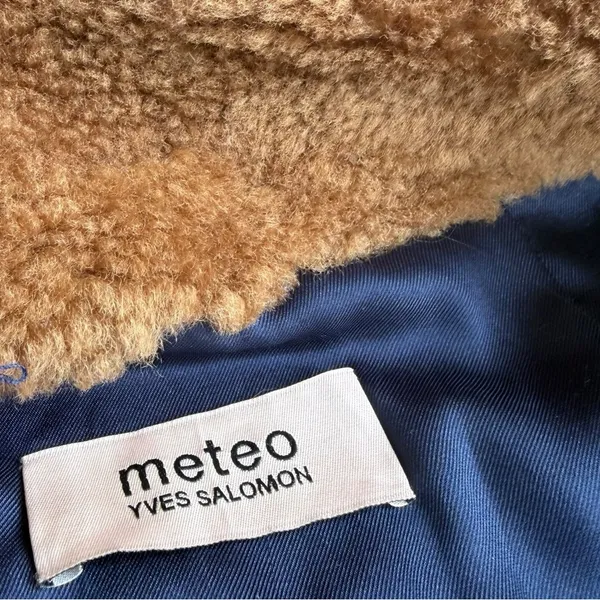 Yves Salomon Meteo Women's Teddy Bear Coat Camel Brown 100% Lamb Shearling Fur - Image 3