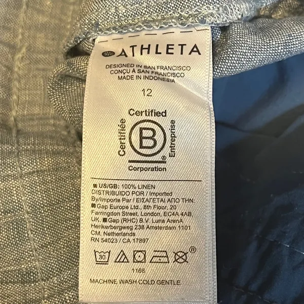 Athleta Womens Blue 100% Linen Jogger Pants Drawstring Elastic Waist Casual 12‎ - Image 7
