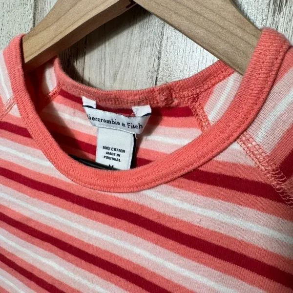Vintage Y2K Abercrombie & Fitch Stripe Retro Preppy Girly Muscle Baby Tee Medium - Image 4