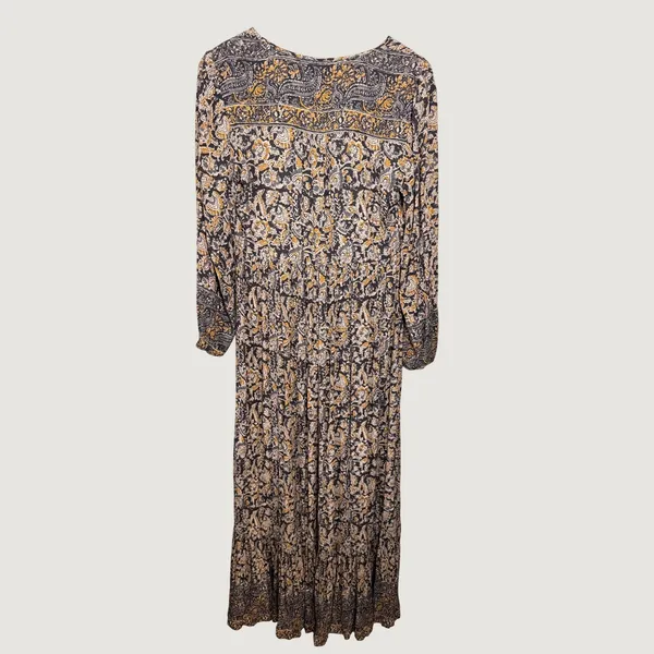 Faherty Isabella Dress Black Belmar Paisley Viscose Crepe Maxi WDH2104-BLB Small - Image 10