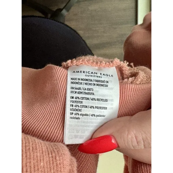 American Eagle Women's Pink Mock Neck Button Sweater Long Sleeve M - Image 6