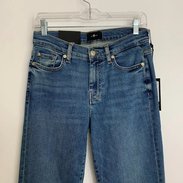 7 For All Mankind Dojo Mid Rise Flare Jeans Womens Blue Denim Size 27 - Image 4