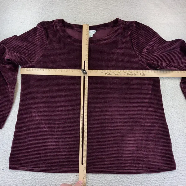 Coldwater Creek Purple Ribbed Knit Long Sleeve Scoop Neck Top XL 601984 - Image 3