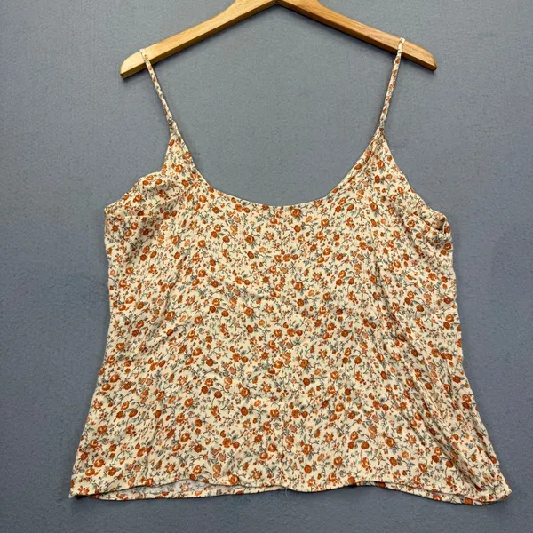 Reformation Floral V-Neck Camisole Top Cream Orange XL 22587 RN143248 - Image 8