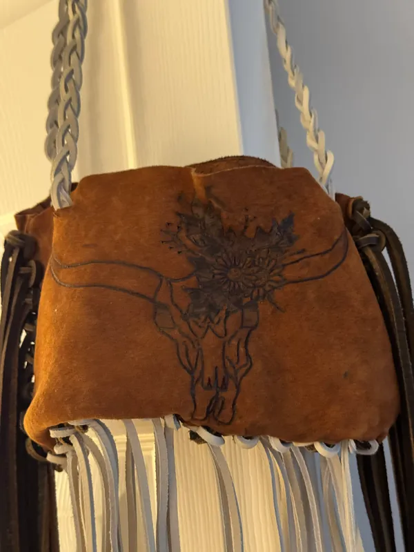 Western fringe longhorn handmade purse - Image 3