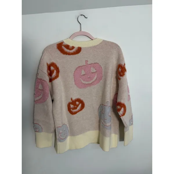 Peach Love Harvest Is Here Cream Pumpkin Sweater NWOT size small - Image 6