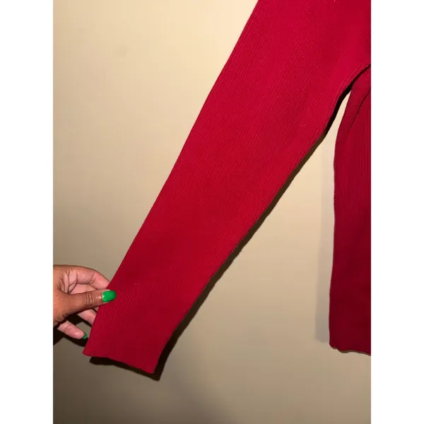 Lauren Ralph Lauren Red Ribbed Cotton Turtleneck Sweater XL Logo Academia Preppy - Image 2